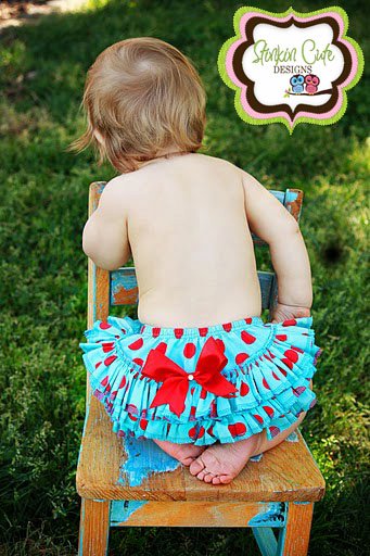 Teal and Red Ruffled Bloomers-Ruffled Bloomers