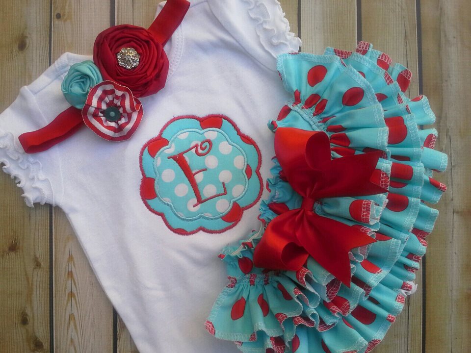 Red & Teal Ruffled Set-Red and Teal Ruffles