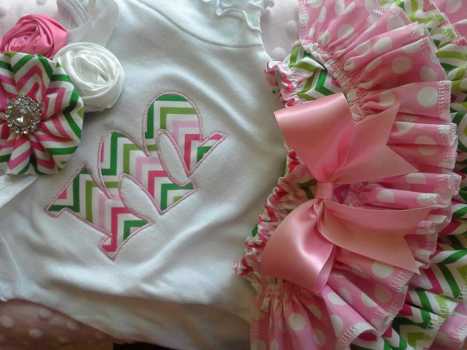 Pink And Lime Chevron Ruffled Bloomer Set-