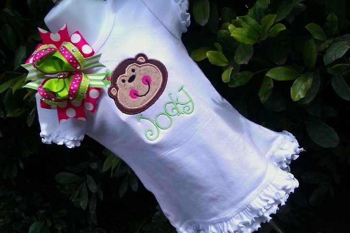 Monkey Dress-dress, monkey, applique