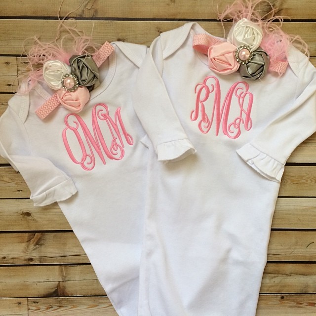 Ruffled Monogrammed Gown-