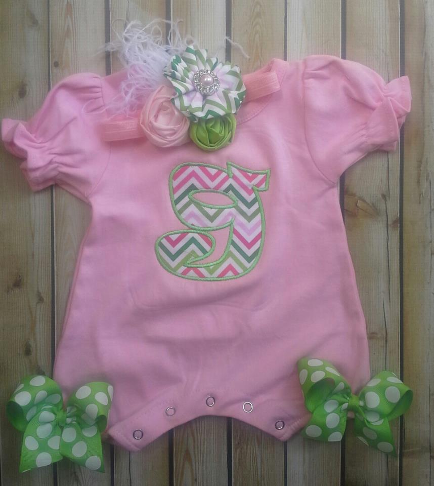 Pink And Lime Chevron Letter Romper-
