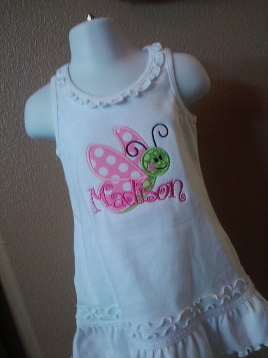 Personalized Butterfly Dress-butterfly, dress, applique, personalized